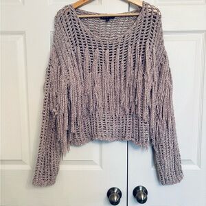 Blue Blush Cream Crew Neck Sweater Cozy Knit